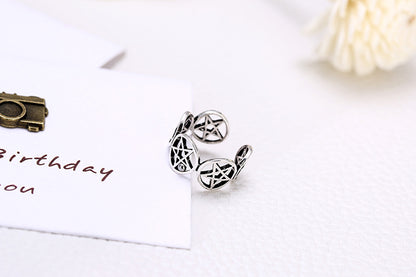 Retro Hollow Five-pointed Star Simple Student Atmosphere Index Finger Ring Tail Ring Jewelry