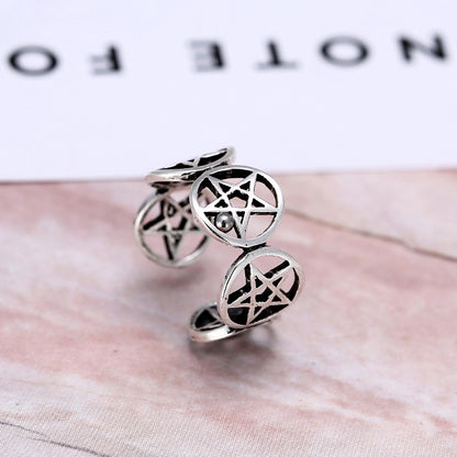 Retro Hollow Five-pointed Star Simple Student Atmosphere Index Finger Ring Tail Ring Jewelry