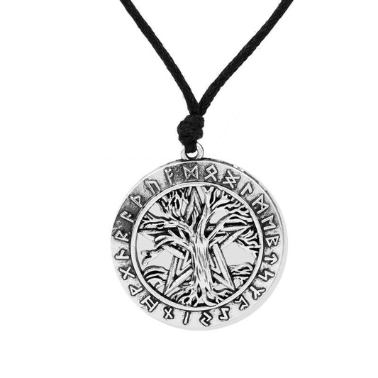 Tree of Life Amulet Pentacle Star Pendant Necklace Talisman Wicca Ancient Rune Round Necklace Men Vintage Jewelry Gifts