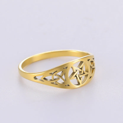European And American Popular Retro Celtic Pentagram Star Light Body Ring For Men And Women Independent Packaging Cross-border Wholesale Factory Direct Supply