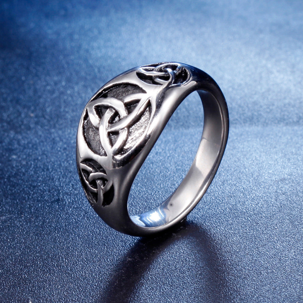 Titanium Steel Five-pointed Star Ring Viking Totem Titanium Steel Stainless Steel Ring