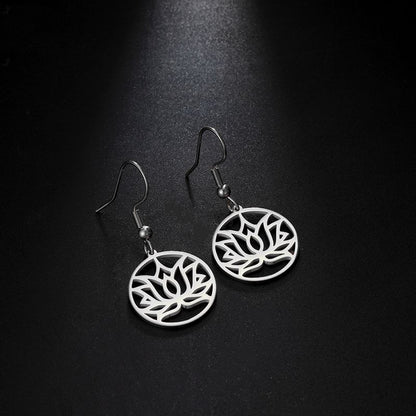 Fashion Trendy Personality Exaggerated Buddhist Lotus Hollow Earrings Simple Earrings