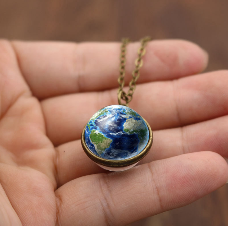 Double-sided earth necklace