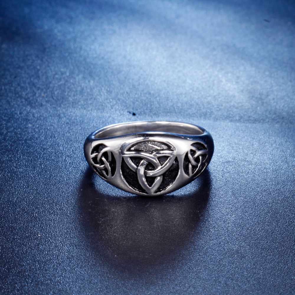 Titanium Steel Five-pointed Star Ring Viking Totem Titanium Steel Stainless Steel Ring