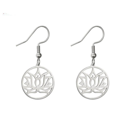 Fashion Trendy Personality Exaggerated Buddhist Lotus Hollow Earrings Simple Earrings