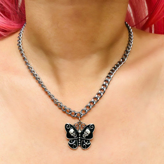 Butterfly Necklace Girl Cool Earth Black Butterfly Pendant