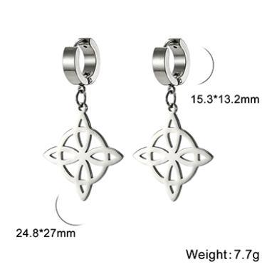 Four Leaf Pendant Stainless Steel Earrings