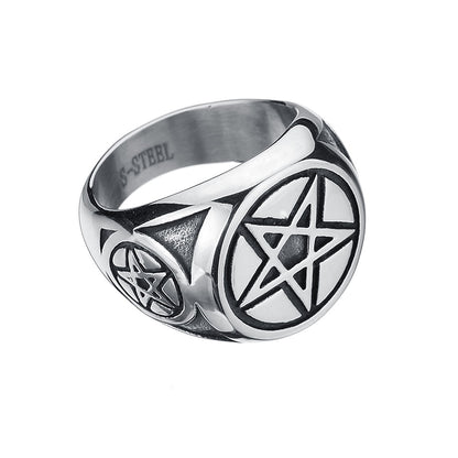 Men's Pentagram Index Finger Casting Ring Stainless Steel