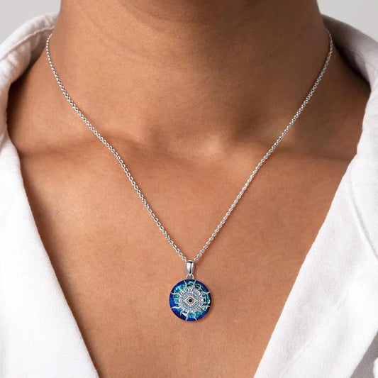 Ice Blue Devil's Eye Women's Alloy Oil Drip Diamond Necklace